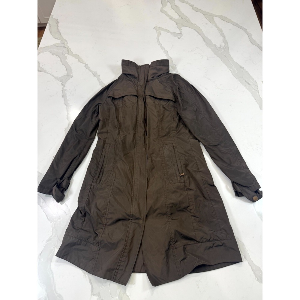 Cole Haan Parka Coat Womens XS Olive Green‎ Lined Mock Neck Full Zip Winter